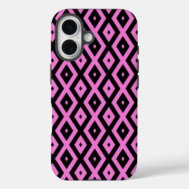 Pink and black diamond pattern Case-Mate iPhone case (Back)