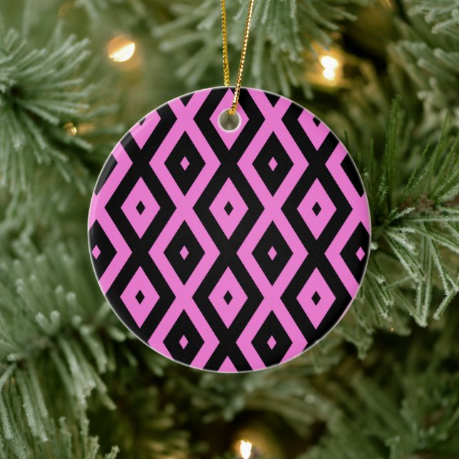 Pink and black diamond pattern ceramic tree decoration (Tree)