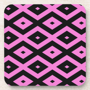 Pink and black diamond pattern coaster
