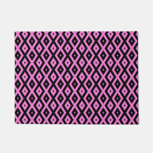 Pink and black diamond pattern doormat
