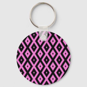 Pink and black diamond pattern key ring