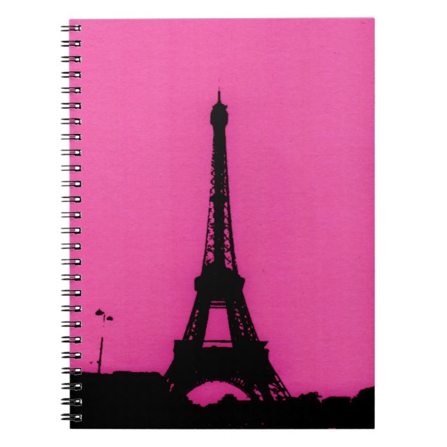 Pink and black Eiffel Tower Notebook (Front)