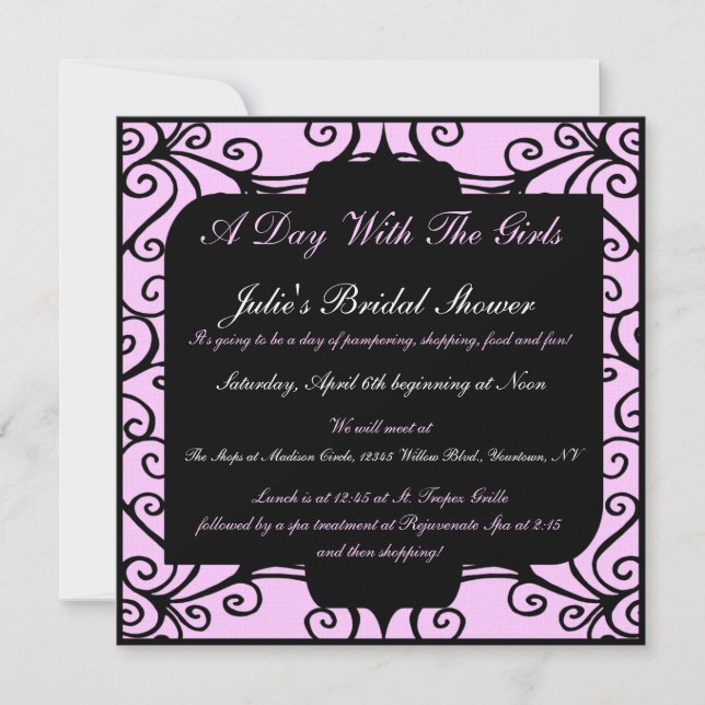 Pink and Black Fancy Invitations (Front)