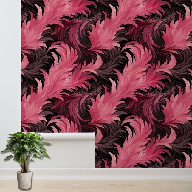 Pink and Black Feathers Pattern Wallpaper (Creator Uploaded)