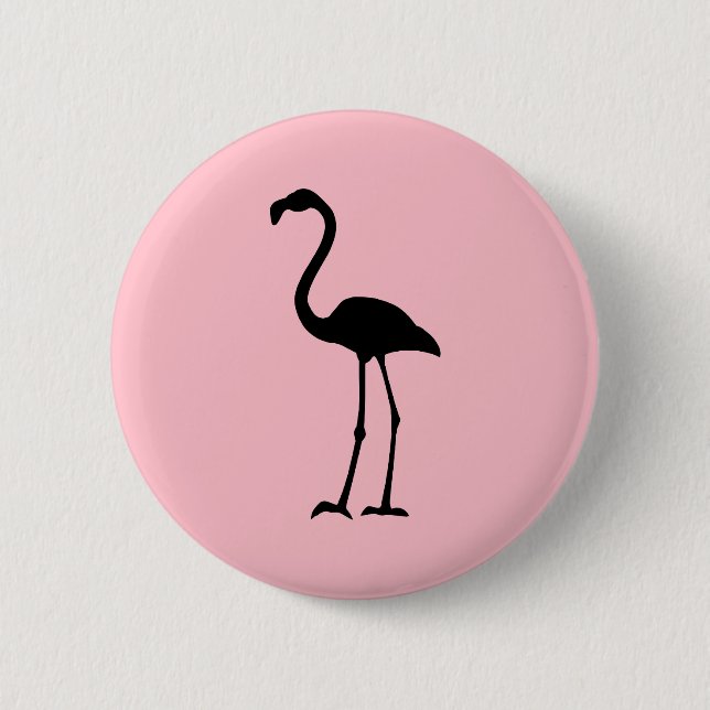 Pink and Black Flamingo 6 Cm Round Badge (Front)