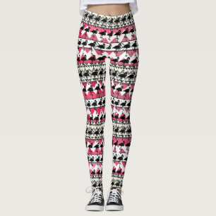 Pink and Black Flamingo Aztec Pattern Leggings