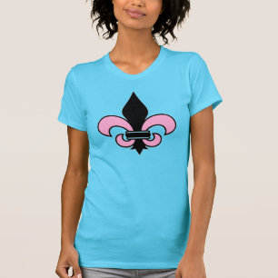 Pink and Black Fleur-de-Lis T-Shirt