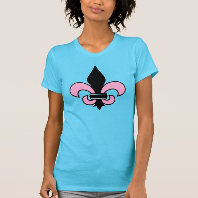 Pink and Black Fleur-de-Lis T-Shirt (Front)