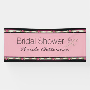 Pink and Black Floral Bridal Shower Banner