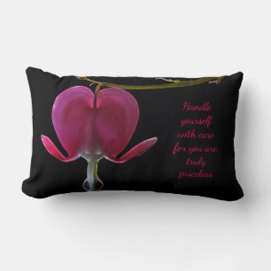 Pink and Black Floral encouragement Lumbar Cushion