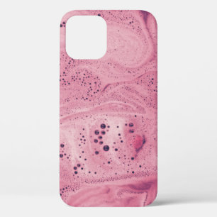Pink and black floral textile iPhone 12 case