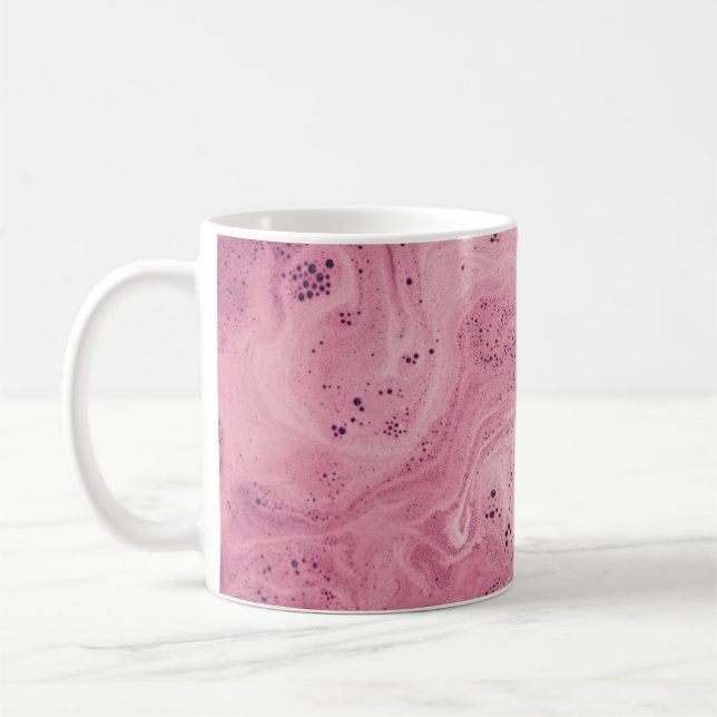 Pink and black floral textile coffee mug (Left)