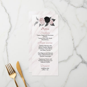 pink and black floral wedding menu