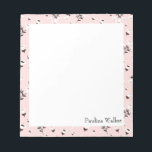Pink and Black Flower Drawing Pattern Name Notepad<br><div class="desc">A pretty pattern of flowers in pink, black, and white, personalised with your name. Please contact me with any questions or requests.</div>