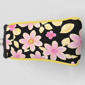 Pink and Black Flower Pattern Golf Head Cover