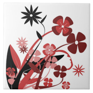 PINK AND BLACK FLOWERS TILE