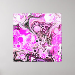 Pink and Black Fluid Art Canvas Print