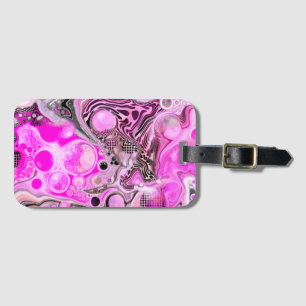 Pink and Black Fluid Art Luggage Tag