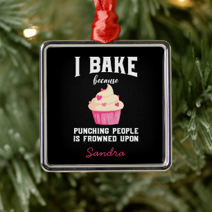 Pink and Black Fun Christmas Holiday Baking Metal Tree Decoration