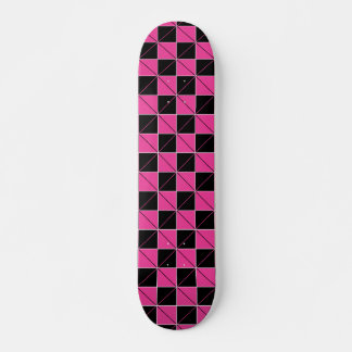 Pink and Black Geo Plaid Skateboard