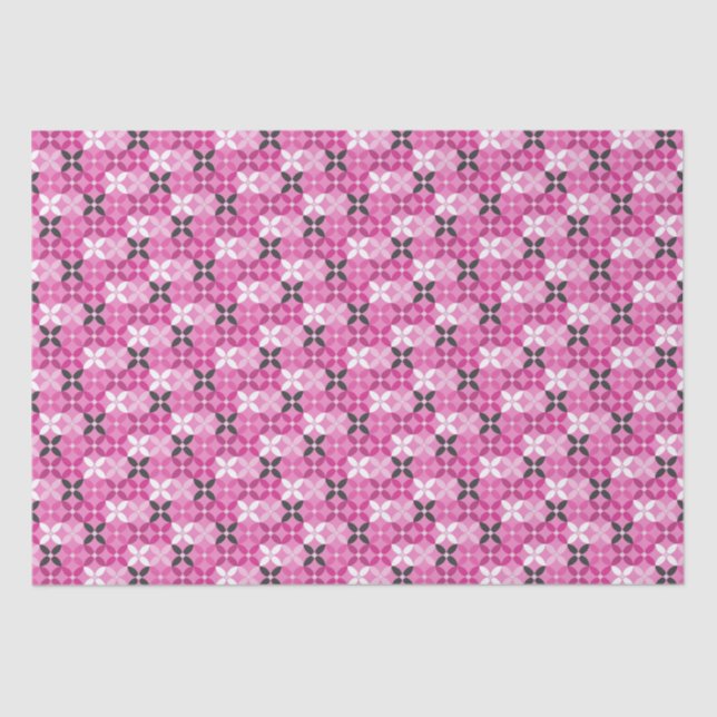 Pink and Black Geometric pattern Birthday Tissue Paper (Front)