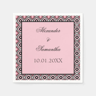Pink and Black Geometric Pattern Napkin