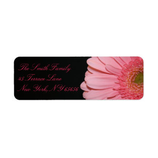Pink and Black Gerber Daisy Return Address Labels