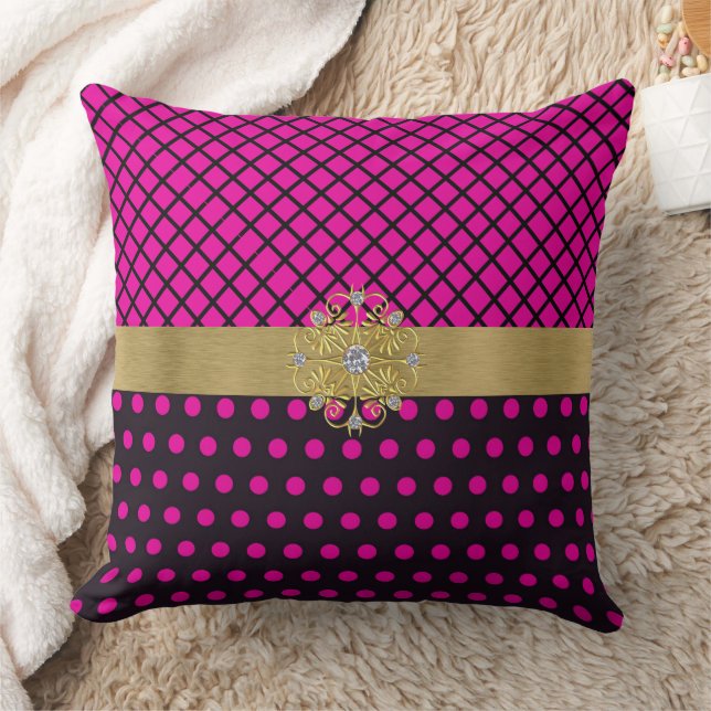 Pink and Black Glam Cushion (Blanket)