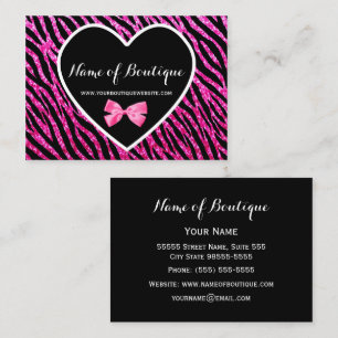 Pink and Black Glam Zebra FAUX Glitz Boutique Business Card