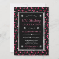 Pink and Black Glitter Leopard Spots 21st Birthday