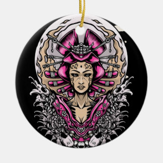 Pink and black Goth Ceramic Tree Decoration