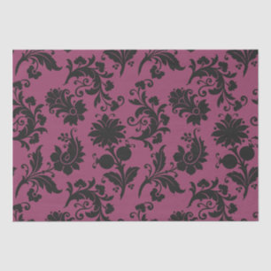 Pink and Black Gothic Flowers Pattern Halloween Tissue Paper