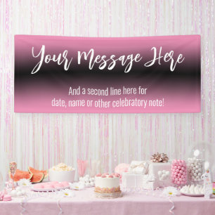 Pink and Black Gradient Ombre Add Your Custom Text Banner