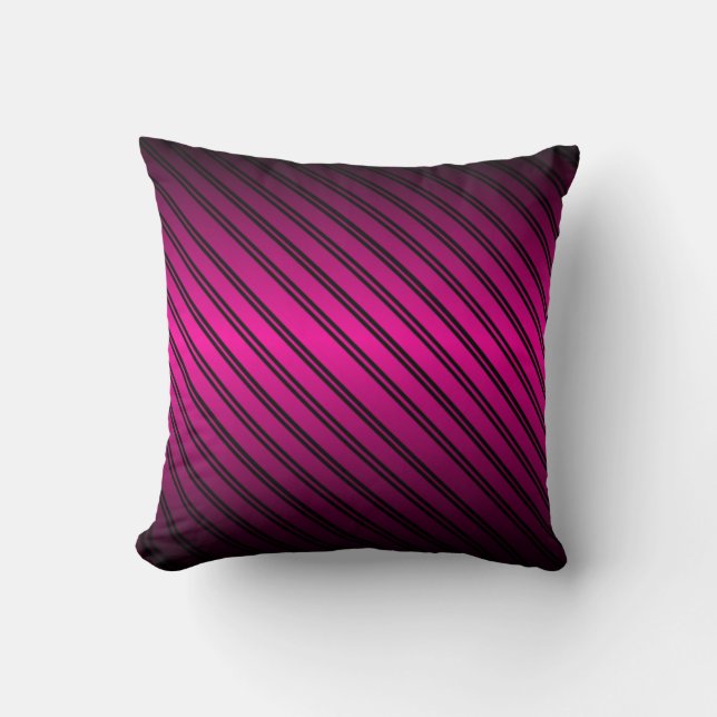 Pink and Black Gradient w/Black Stripes Cushion (Front)
