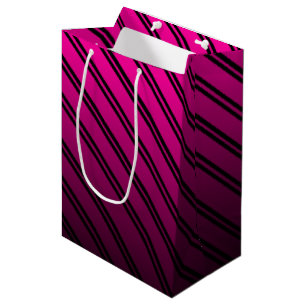 Pink and Black Gradient w/Black Stripes Medium Gift Bag