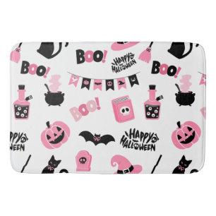 Pink and Black Halloween Bath Mat