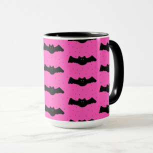 Pink and Black Halloween Bats Mug