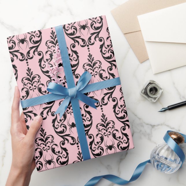 Pink and Black Halloween Wrapping Paper (Gifting)