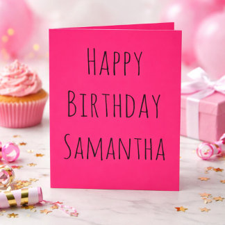 Pink and Black Happy Birthday to Her Holiday Card