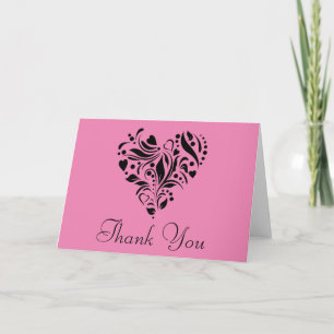 Pink and Black Heart Design Thank You Card