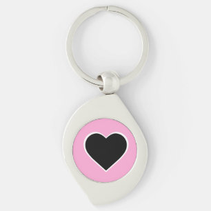 Pink and black heart keychain. key ring