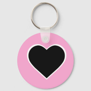 Pink and black heart keychain. key ring