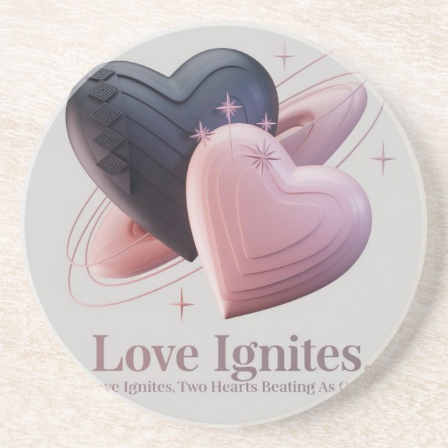 Pink and Black Hearts Coaster (Front)