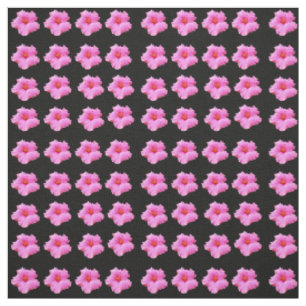 Pink And Black Hibiscus Flower Cotton Material Fabric