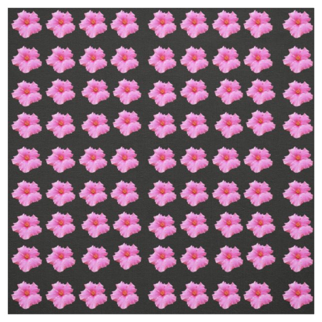 Pink And Black Hibiscus Flower Cotton Material Fabric (Swatch)
