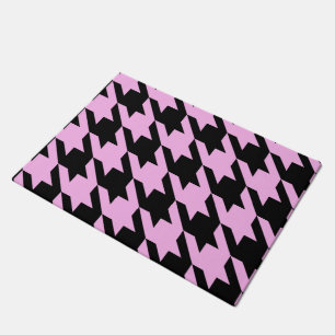 Pink and Black Houndstooth Doormat