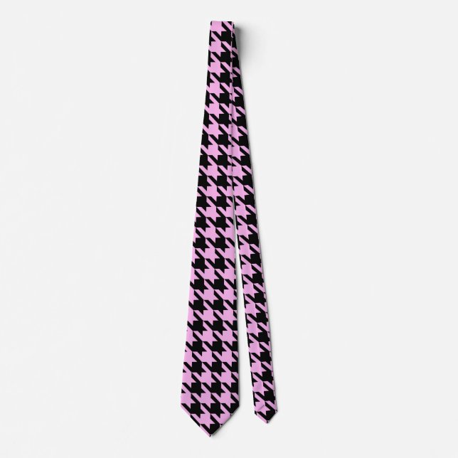 Pink and Black Houndstooth Tie (Front)