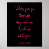 Pink and Black I will be with you Bible Quote
