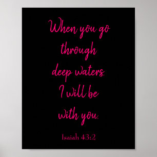 Pink and Black I will be with you Bible Quote Poster