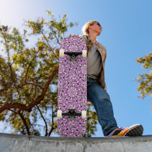 Pink and Black Kaleidoscope Skateboard
